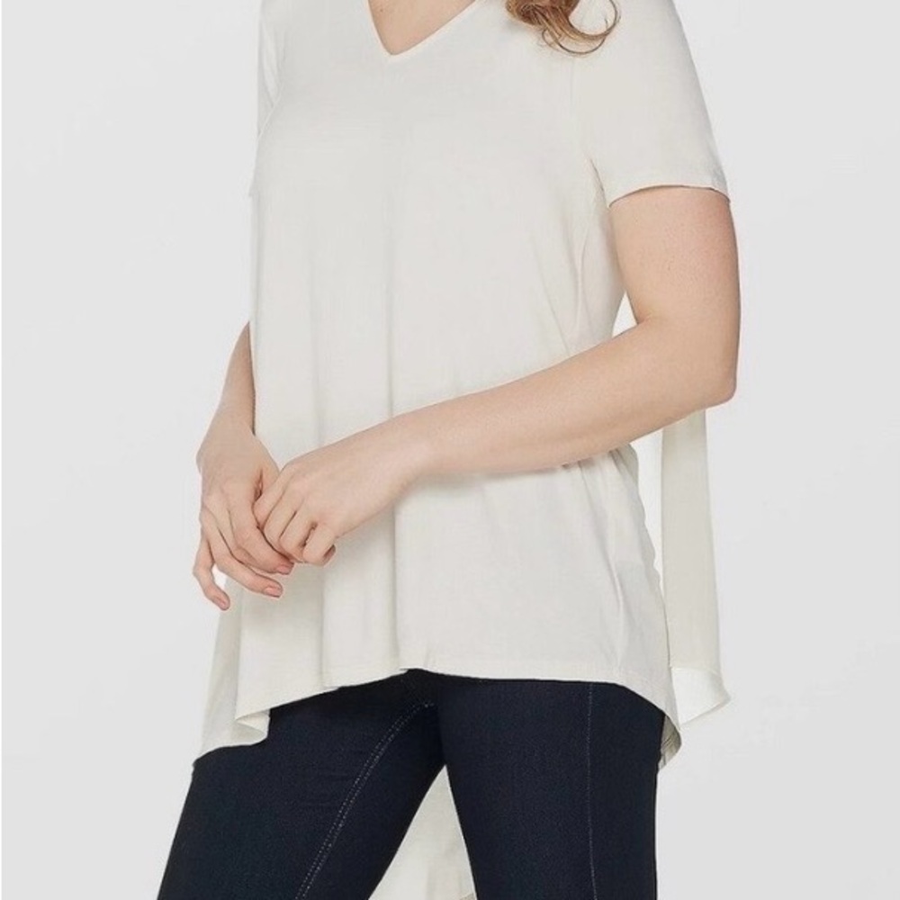 Lisa Rinna Collection Cream Asymmetrical Tunic